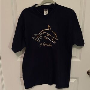 Fruit of the Loom Dark Navy Short-Sleeve Tee with Gold Dolphin